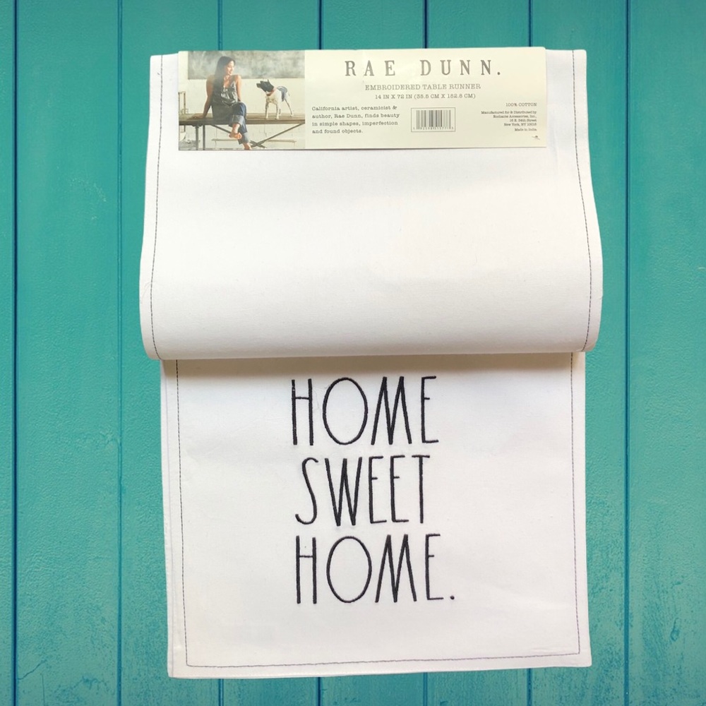 Rae Dunn HOME SWEET HOME white table runner